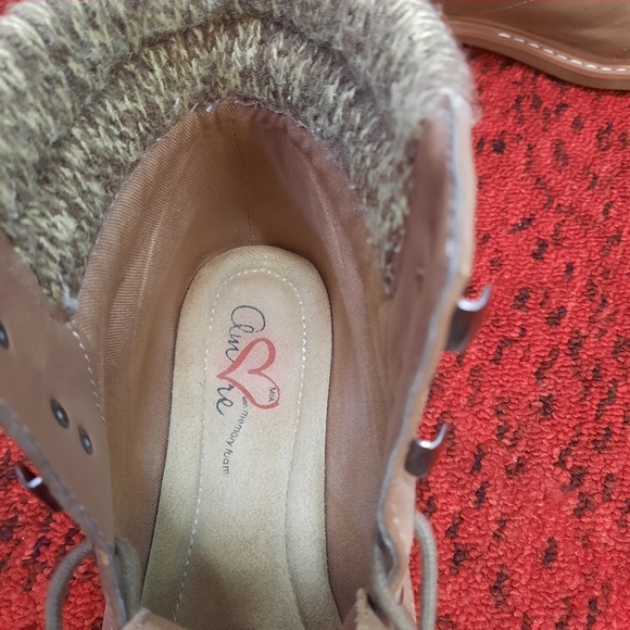 Amore Mia Ranie Ankle Lace Up Women's Boots Sweater Knitted Trim Tan Size 9M - Picture 5 of 15